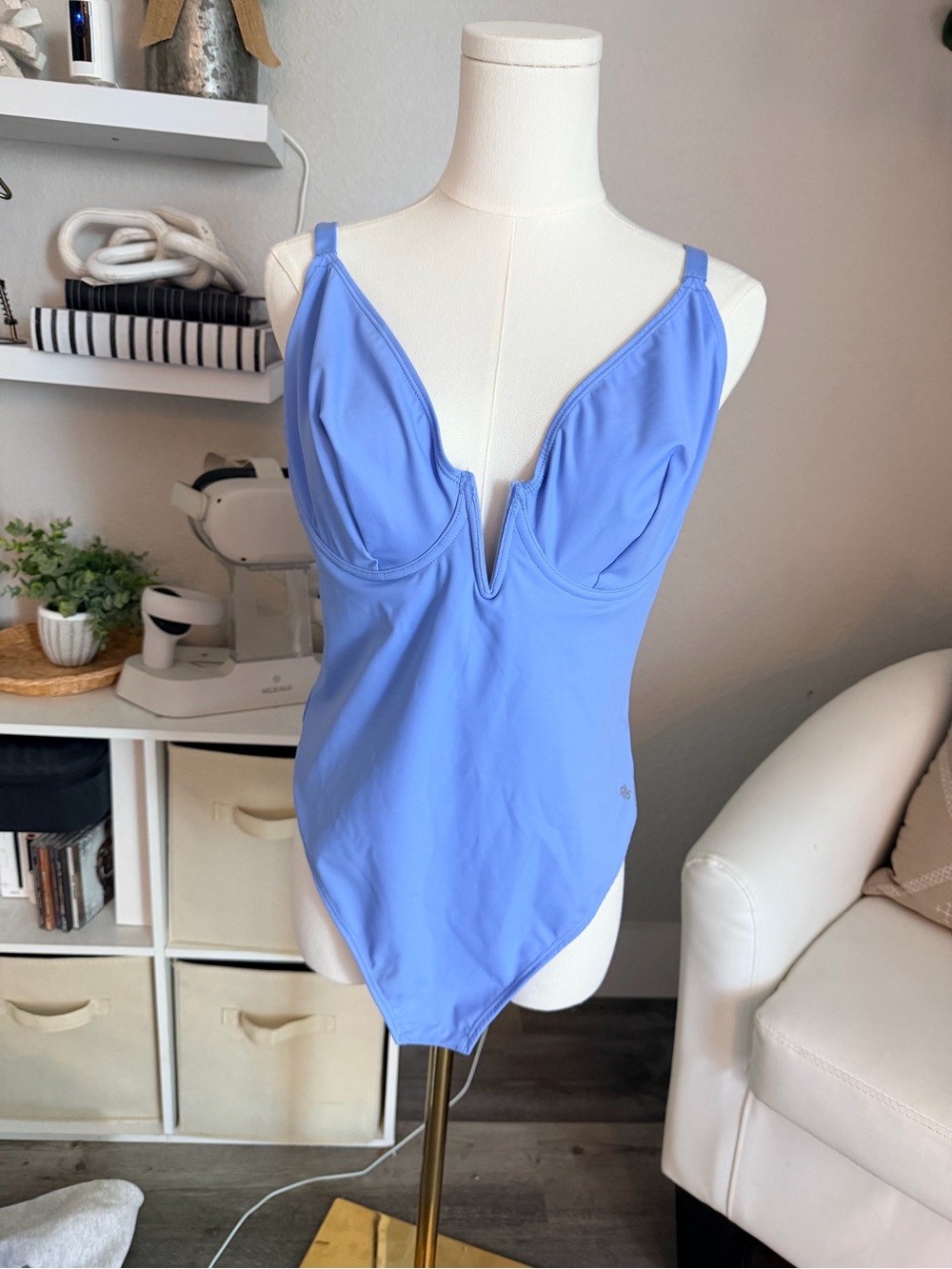 Lush Periwinkle V-Plunge Tank Bodysuit